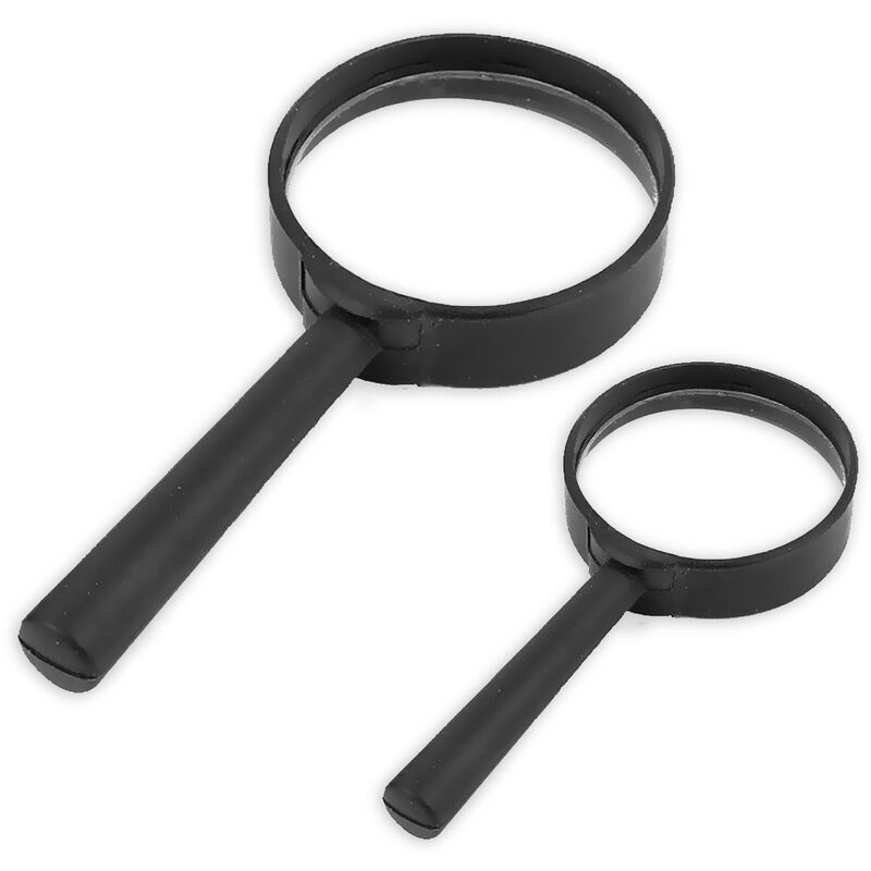 Magnifying Glass Set 2PC Large Small Magnifier Lens Loup Optical Tool 70mm 45mm - Black