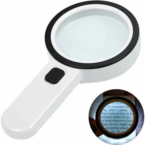 Magnifying Glass with Light, 30X Large Handheld Magnifying Glass 12 LED Illuminated Lighted Magnifying Glass for Macular Degeneration Seniors Reading Jewelry Inspection Parts