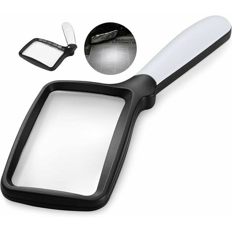 Magnifying Glass with Light, Foldable 3X Rectangular Lighted Magnifier with Dimmable LED for Elderly Macular Degeneration Reading Newspaper, Books, Lighted Gift for Visually Impaired