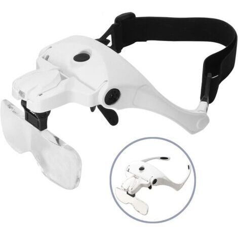 Magnifying Glass with Light for Close Work, Rechargeable Head-Mounted Magnifying Visor with 2 LEDs