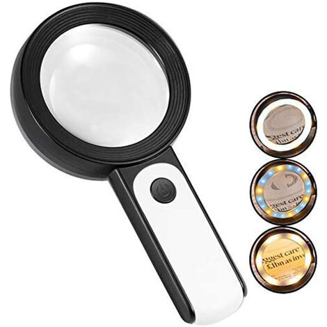 Real Glass Handheld Magnifying Glass with Light for Reading Small Prints,  map, Coins and Jewelry - LED Magnifying glass 5X 15X - AliExpress