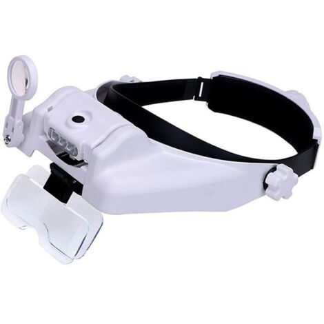 Magnifying Glass with Light, Head Mount Magnifying Glass Visor with 3 LED Jeweler Loupe, 1X to 14x Zoom Hands-Free with Illuminated Glasses