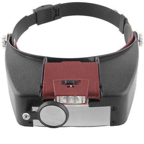 Magnifying Helmet Magnifying Glasses with LED Lighting - 1.5X - 10X Zoom - Helmet Headband Magnifying Glass with Light for Reading, Jeweler, Sewing, and DIY - Red