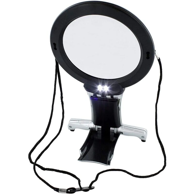 Aougo - Magnifying Neck and Desk Magnifier 6X Magnifier, Hands-free Arm and Desk Lighted led Magnifying Glass Needlework, Jewelry Hobby, Cross Stitch