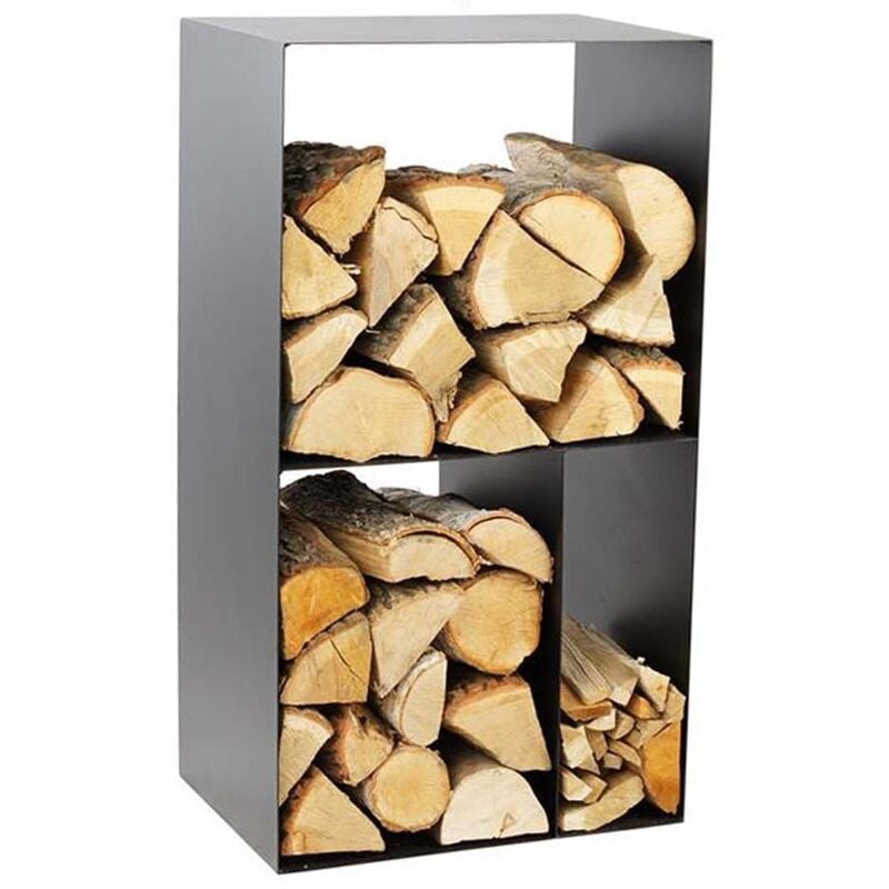Porte-bûches design 3 cases en acier Lublin