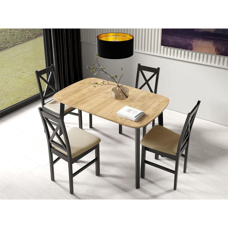 Bestmobilier - Magov - table à manger extensible - bois et noir - 4 personnes - bois / noir