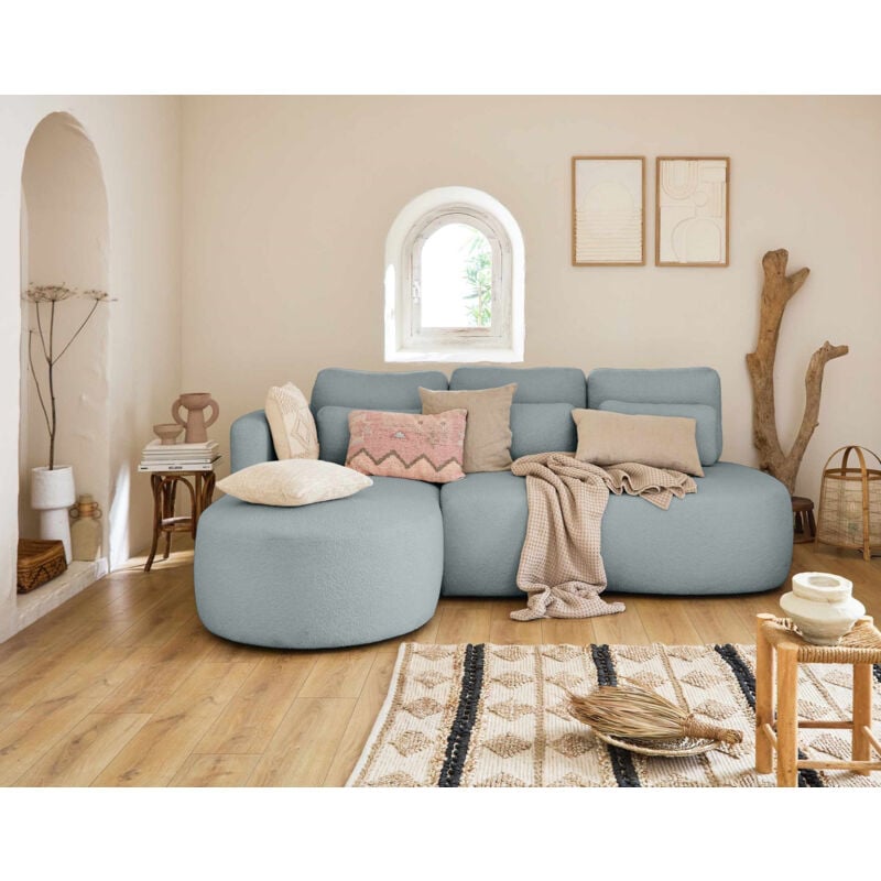 Lisa Design - Mahina - canapé d'angle gauche - 4 places - convertible avec coffre - en tissu bouclette