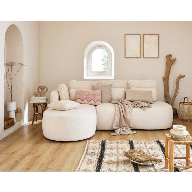 Lisa Design - Mahina - canapé d'angle gauche - 4 places - convertible avec coffre - en tissu bouclette