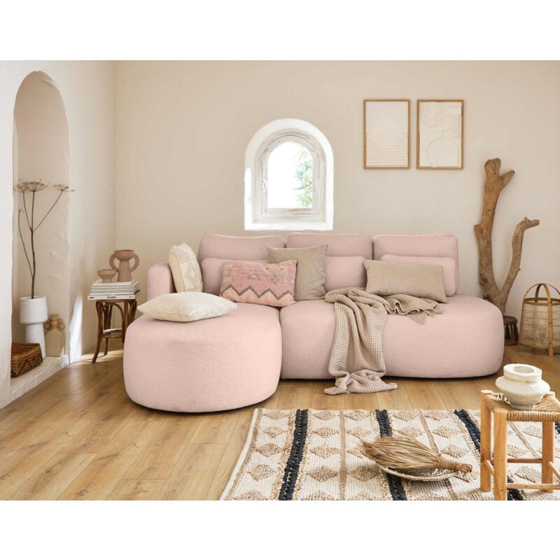 Mahina - canapé d'angle gauche - 4 places - convertible avec coffre - en tissu bouclette
