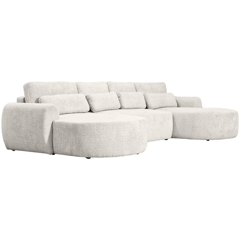 Bestmobilier - Mahina - canapé panoramique en u 7 places - convertible avec coffre - en tissu bouclette