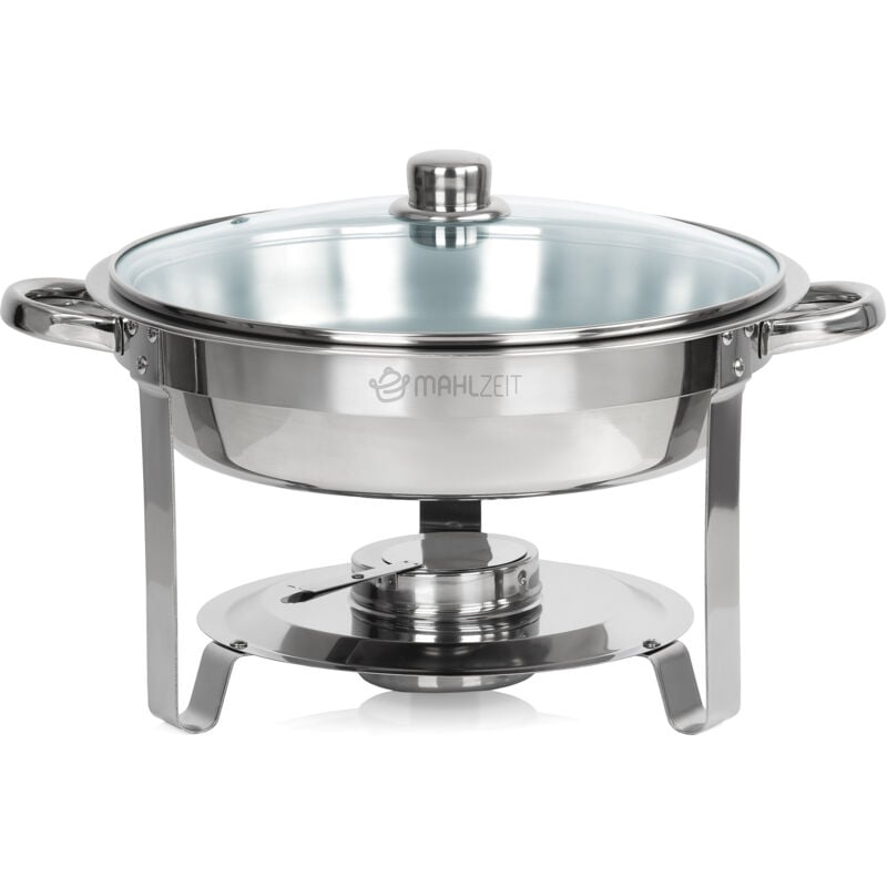 Chafing dish in acciaio inox, 4 litri, rotondo, scaldavivande - Mahlzeit