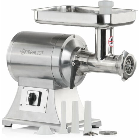 Mahlzeit Edelstahl Fleischwolf elektrisch silber 450W 75kg/h mit Wurstfülleraufsätzen Wurstmaschine