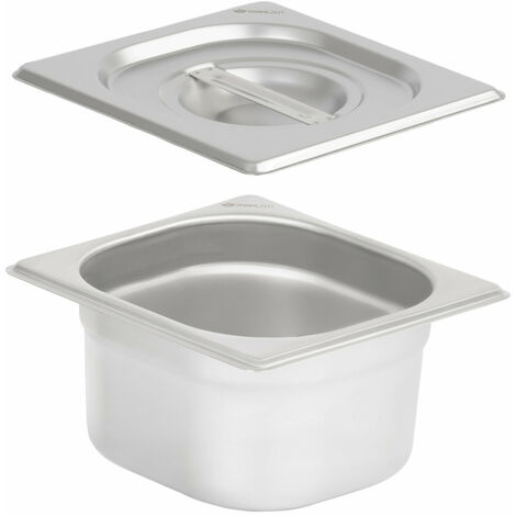 Mahlzeit GN Behälter 1/6 mit Deckel, Höhe 100 mm, Edelstahl Wärmebehälter, Geeignet für Chafing Dish