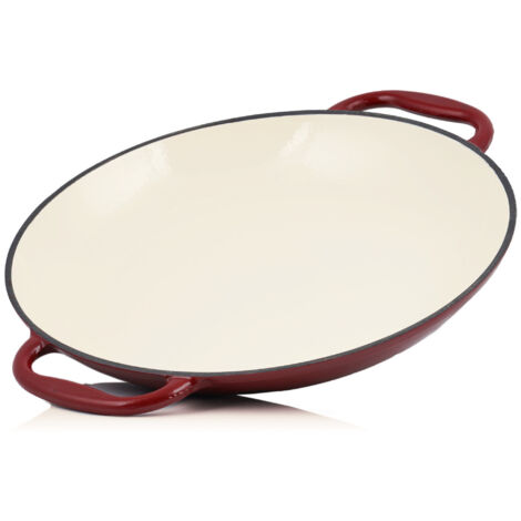 Mahlzeit Poêle à Paella émaillée  Ø 35 cm  Dark Cherry  Poêle en fonte avec 2 poignées, à griller