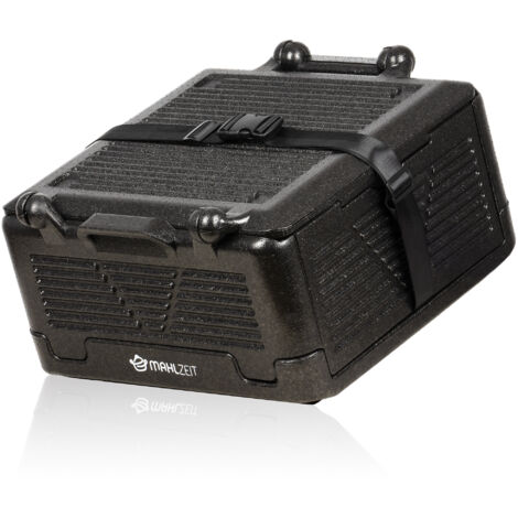 Mahlzeit Thermobox faltbar, 42,5 x 42,5 x 24,5 cm, 26 L, Schwarz, Styroporbox für Essen, Klappbox