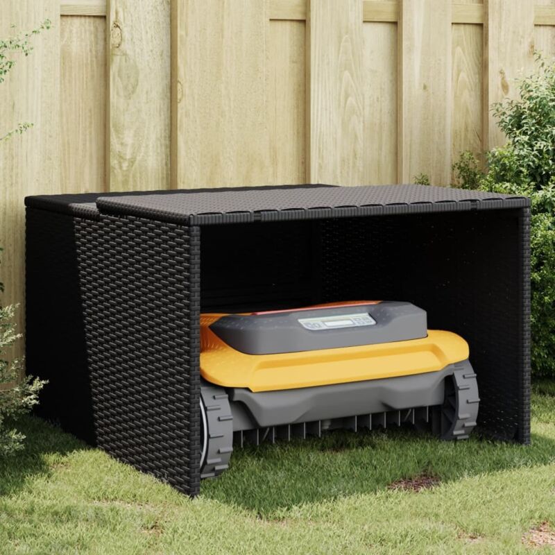 Mähroboter-garage Schwarz 86x90x52/57 Cm Poly Rattan - Vidaxl