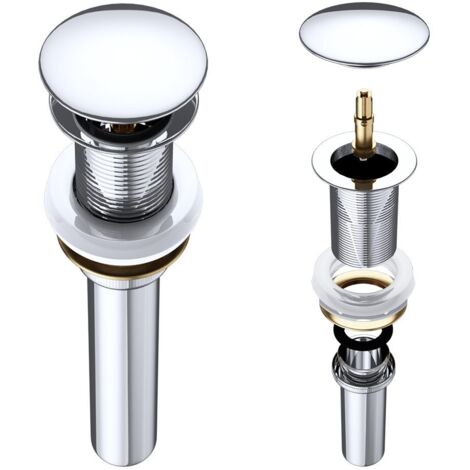 Mai & Mai Ablaufgarnitur Waschbeckenstöpsel Push Up PU01, ohne Überlauffunktion, Durchmesser: 6,5cm, Fingerdruck-Öffnungsfunktion