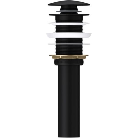 Mai & Mai Ablaufgarnitur Waschbeckenstöpsel schwarz PU01 Push Up Abfluss Ventil ohne Überlauf Durchmesser: 6,6cm, Fingerdruck-Öffnungsfunktion