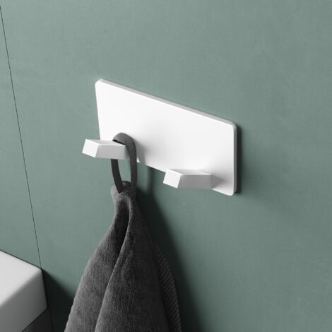 Mai & Mai Appendiabiti da Parete con 2 Ganci, Attaccapanni da Muro in Acciaio Inossidabile Appendiabiti 8.1 cm per Camera da Letto, Ingresso, Cucina, Bianco Opaco, Stalo-04