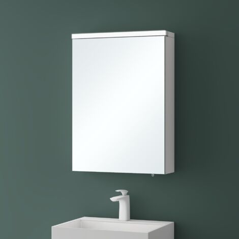 Mai & Mai Armadietto a Specchio 50x70cm, Specchio con Pensile per Bagno con 1 Ante Bianco opaco Spiegelschrank 03