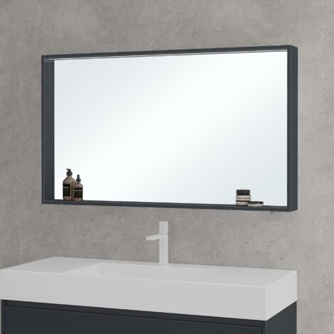 Mai & Mai Armadietto a Specchio con Luce 120x12x70cm, Specchio con Pensile per Bagno con Luce LED Antracite opaco Spiegelschrank-01