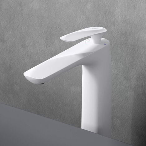 Mai & Mai Armatur Wasserhahn Bad Weiß WAM-7201  Waschbeckenarmatur 28cm hoch  Badinstallationen Einhebelmischer in modernem Design