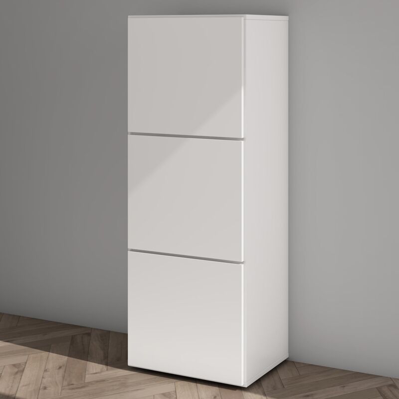 Mai&mai - Armoire à Chaussures Commode à Chaussures Entrée avec 3 Compartiments Meuble de Rangement Chaussure Blanc Mat 45x36x120 cm ACH2