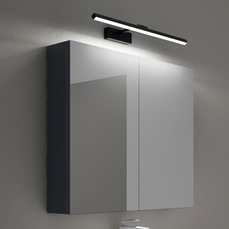 Mai&mai - Armoire Suspendue de Salle de Bain avec Miroir et Lampe led 180° Rotative 60cm Noir 2 Portes Armoire Miroir Murale Éclairage et Étagère Mai&mai - Armoire Suspendue de Salle de Bain avec Miroir et Lampe led 180° Rotative 60cm Noir 2 Portes Armoire Miroir Murale Éclairage et Étagère