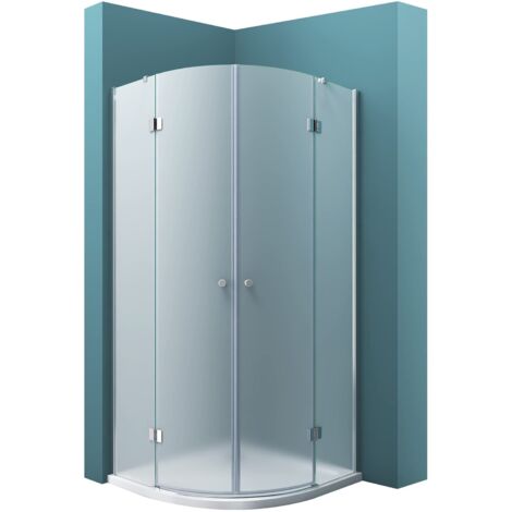 Mai & Mai Box Doccia 100x80cm, Cabina Bagno in Vetro Smerigliato Box Cabina Doccia Angolare con 2 porte girevoli Ravenna02VS-Plus