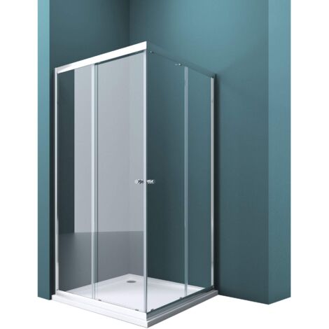 Mai & Mai Box Doccia 75x70cm, Box Doccia a Soffietto Cabina Bagno in Cristallo Trasparente con Porte Scorrevoli Box Cabina Doccia Angolare Ravenna16k