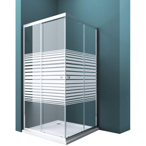 Mai & Mai Box Doccia 90x100cm, Box Doccia a Soffietto Cabina Bagno in Parzialmente Smerigliato con Porte Scorrevoli Box Cabina Doccia Angolare Ravenna16MS