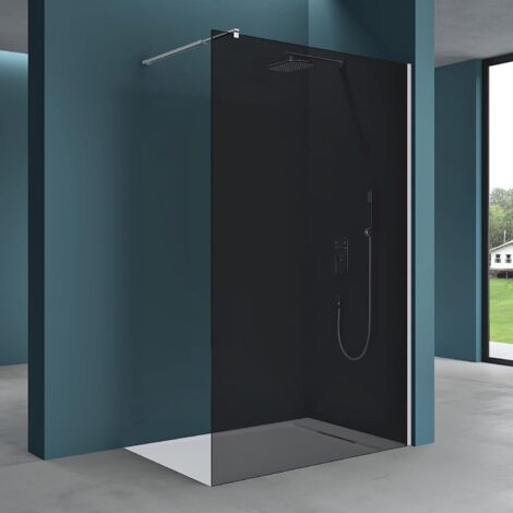 Mai & Mai Box Doccia Walk-In 90x200cm, Parete Doccia in Vetro Trasparente 8mm Vetro di Sicurezza ESG con Braccio Sostegno Telescopico Bremen01VG-Plus MMBR3