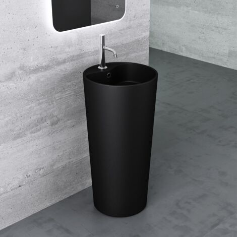 Mai & Mai Design Standwaschbecken in Matt Schwarz aus Mineralguss Waschbecken Standwaschtisch Waschtisch BTH: 45x45x90cm Waschplatz Col35