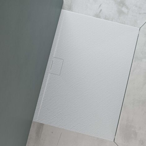Mai & Mai Duschtasse Duschwanne aus Mineralguss BxTxH: 100x140x3 cm Mineralgusswanne in Weiß DIN-Anschlüsse Geoma07