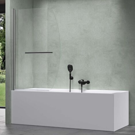 Mai & Mai Duschwand für Badewanne Faltwand 180° Sicherheitsglas mit NANO 94x140cm Duschabtrennung Badewannenaufsatz faltbar