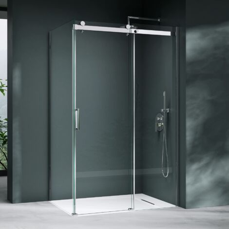 Mai & Mai Eckdusche 90x155 cm Duschkabine Sicherheitsglas 8mm ESG beidseitige NANO-Beschichtung Schiebetür Dusche R-17