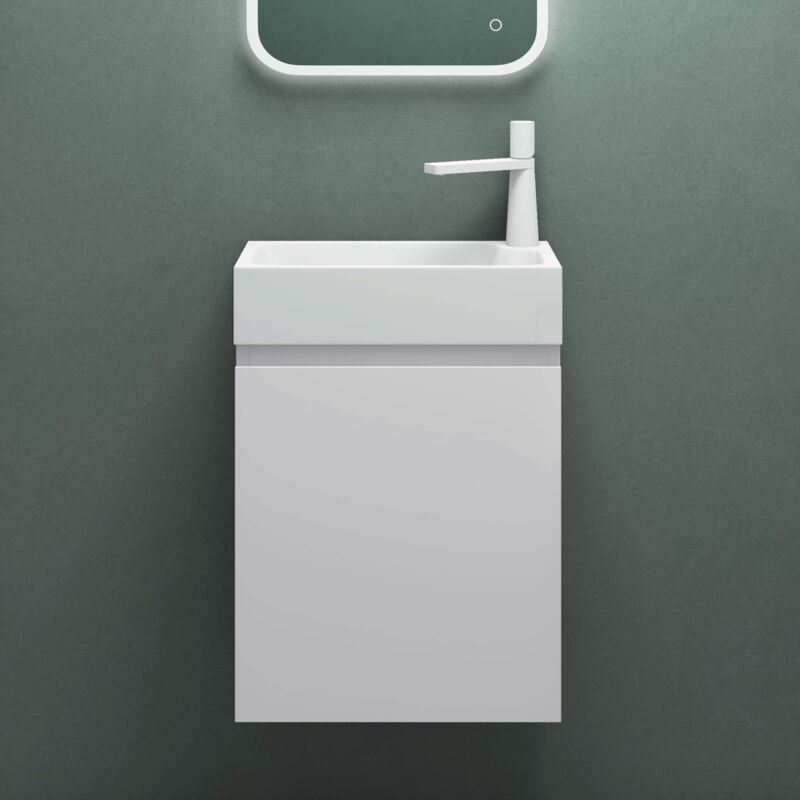 Mai&mai - Ensemble de Meuble de Salle de Bain Meuble sous Lavabo Suspendu Blanc Mat 46x26x63cm avec Vasque PS02