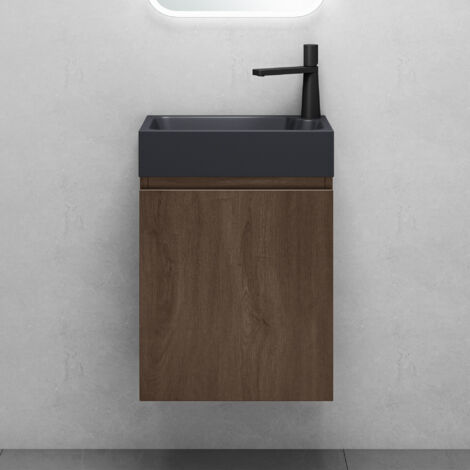 Mai & Mai Ensemble de Meuble de Salle de Bain Meuble sous Lavabo Suspendu Chêne 46x26x63cm avec Vasque Anthracite Mat PS02