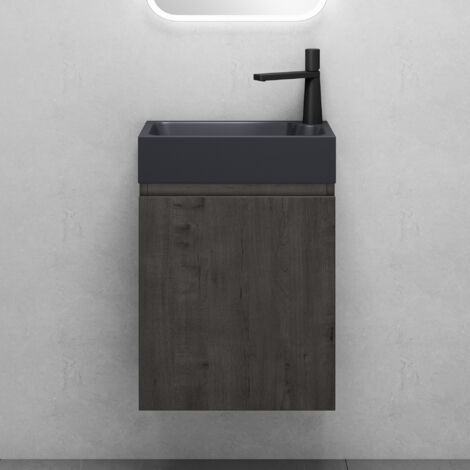 Mai & Mai Ensemble de Meuble de Salle de Bain Meuble sous Lavabo Suspendu Gris-brun 46x26x63cm avec Vasque Anthracite Mat PS02