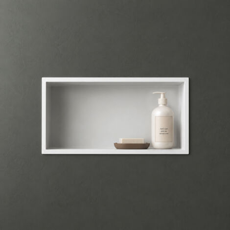 Mai & Mai Étagère Murale à Carreler 30x60x8,3cm Niche de Douche à Encastrer en Inox Blanche