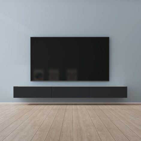 Mai & Mai Fernsehtisch Fernsehschrank TV Schrank Verdeckter Griff mit Soft-Close Lowboard Hängeschrank für Wohnzimmer in Matt Weiß + Matt Anthrazit BTH: 300x40,2x30 cm Fernsehschrank02