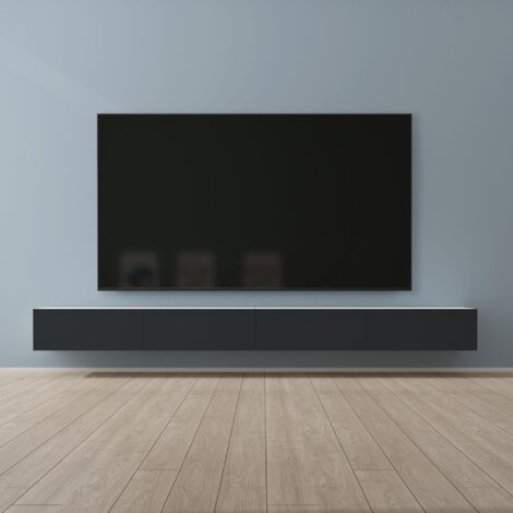 Mai & Mai Fernsehtisch Fernsehschrank TV Schrank Verdeckter Griff mit Soft-Close Lowboard Hängeschrank für Wohnzimmer in Matt Weiß + Matt Anthrazit BTH: 320x40,2x30 cm Fernsehschrank02