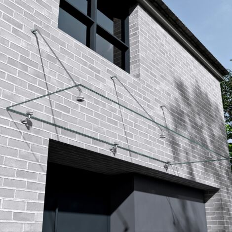 Mai & Mai Glasvordach Überdachung Transparenter VSG mit SGP Folie Vordach Edelstahl Wandhalterung Regenschutz Eingangsbereich 90x250cm VDG02K
