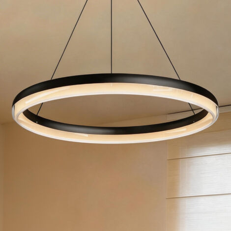 Mai & Mai Lampadario a Sospensione 20W, Lampada 3000-6000K con Filo 110 CM, Altezza regolabile, Lampada da Soffitto a Sospensione per Camera da Letto e Soggiorno, 45cm, Nero Sabbia, Luvina05