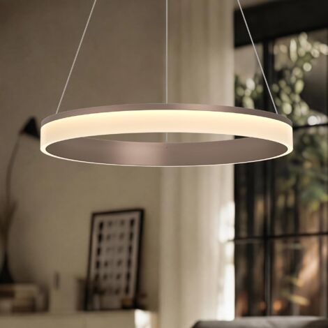 Mai & Mai Lampadario a Sospensione 30W, Lampada 3000-6000K con Filo 110 CM, Altezza Regolabile, Lampada da Soffitto a Sospensione per Camera da Letto e Soggiorno, 60cm, caffè, Luvina02