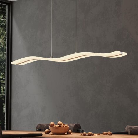 Mai & Mai Lampadario Sospensione 36W, 97 CM, Metallo Base, Lunghezza Filo 150 CM, Altezza regolabile, Lampada da Soffitto a Sospensione per Camera da Letto, Cucina e Soggiorno, Bianco, Alivetta