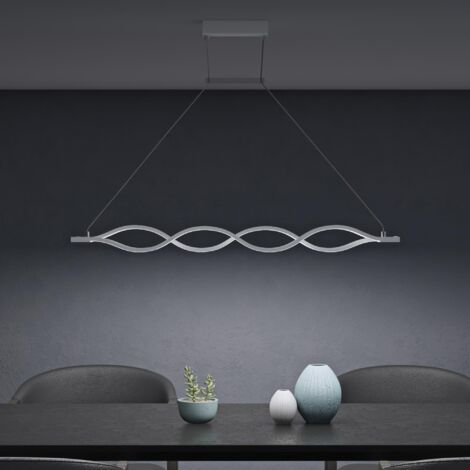 Mai & Mai Lampadario Sospensione 60W, 106 CM, Metallo Base, Lunghezza Filo 150 CM, Altezza regolabile, Lampada da Soffitto a Sospensione per Camera da Letto, Cucina e Soggiorno, Bianco, Alivetta