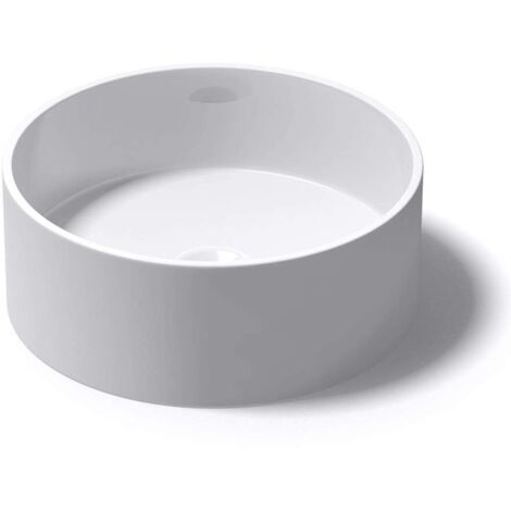 Mai & Mai Lavabo da Appoggio 40x40x15cm, Lavandino Bagno Ovale Colossum804 Lavabo da Marmo Fuso, Bianco Lucido