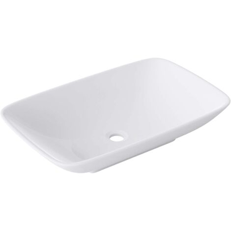Mai & Mai Lavabo da Appoggio 58.5x37x12cm, Lavandino Bagno Lavabo in Ceramica Nano Rivestimenti Inclusi, Bianco Brüssel159