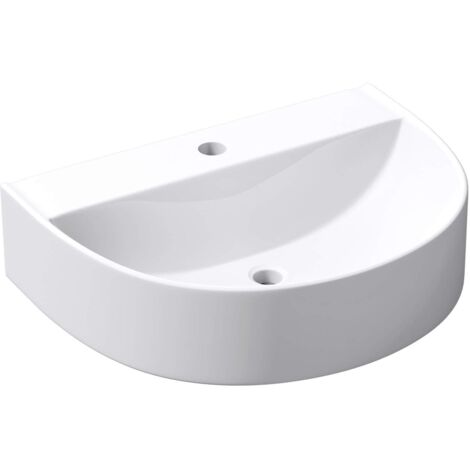 Mai & Mai Lavabo da Appoggio 60X45X18cm, Lavandino Bagno Brüssel896 Lavabo in Ceramica Bianca Nano Rivestimenti